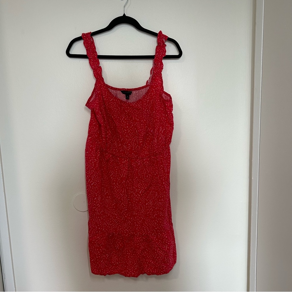 Banana Republic Red and White Tiered Sun Dress with Ruffled Straps